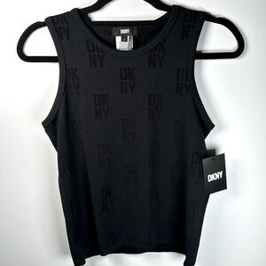 DKNY Black Sleeveless Tank Top with Logo - Size Small, New with Tags (NWT)